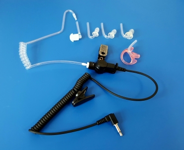 AntiAQUA Schallschlauch Security Headset 3.5mm Klinkens. auswechselbarer Ersatzsöpsel und EAR-MOULD