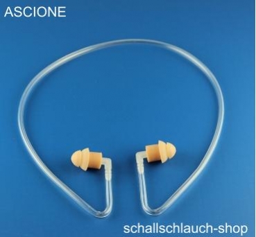 Ohrstöpsel mit Schallschlauch kann als Gehörschutz verwendet werden