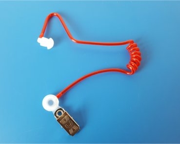 Spiral-Schallschlauch rot mit Klammer und Stöpsel